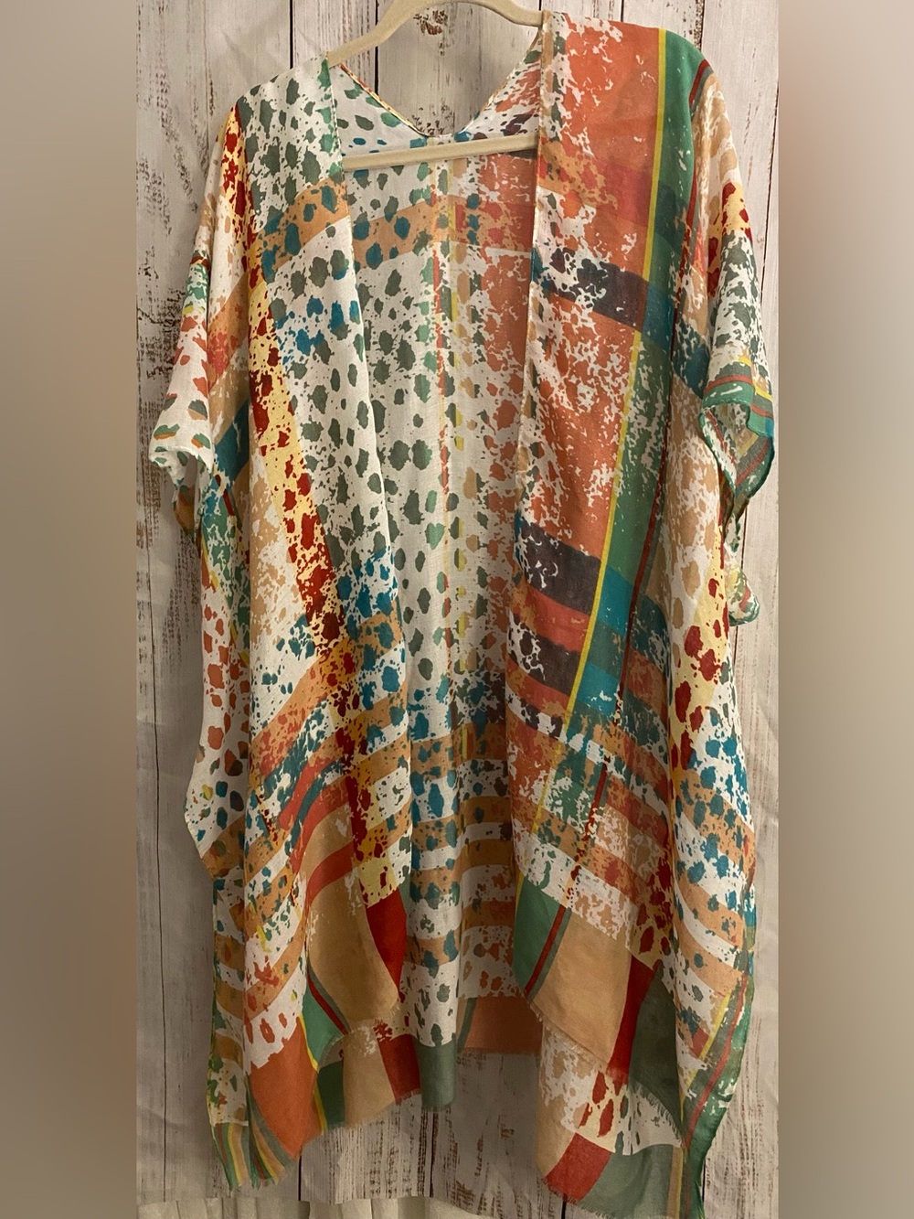 Colorful Abstract Print Lightweight Kimono